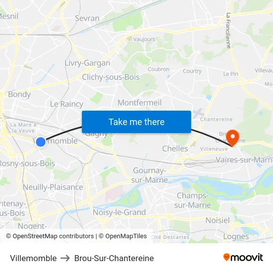 Villemomble to Brou-Sur-Chantereine map