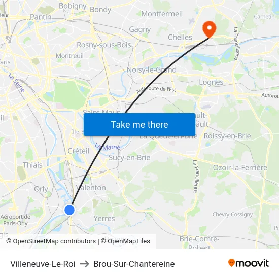 Villeneuve-Le-Roi to Brou-Sur-Chantereine map