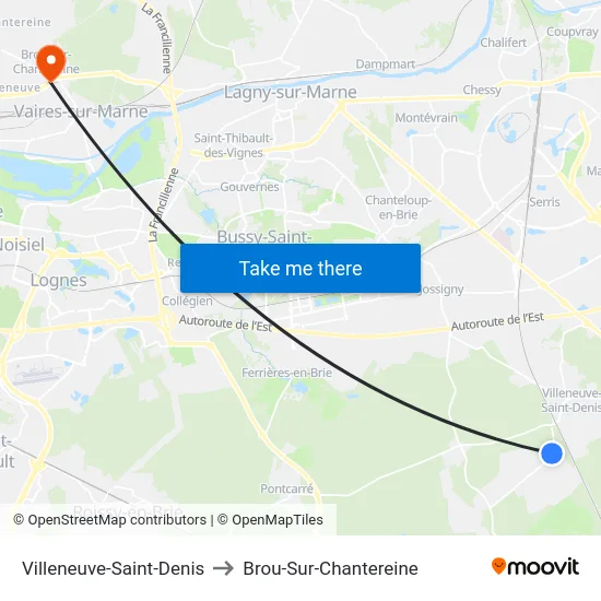 Villeneuve-Saint-Denis to Brou-Sur-Chantereine map