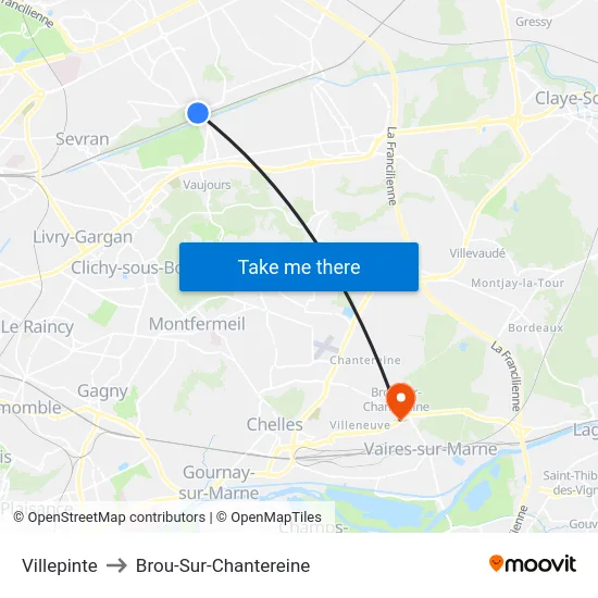 Villepinte to Brou-Sur-Chantereine map