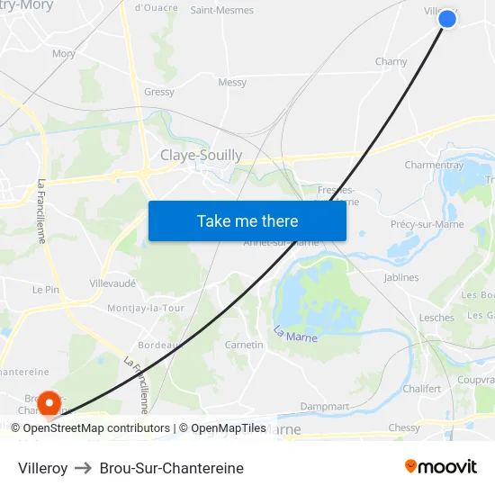 Villeroy to Brou-Sur-Chantereine map