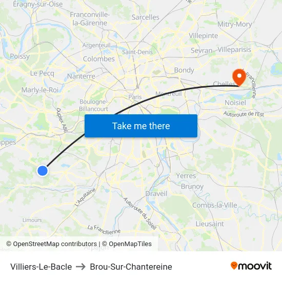 Villiers-Le-Bacle to Brou-Sur-Chantereine map