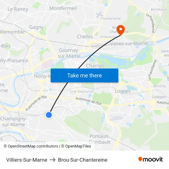 Villiers-Sur-Marne to Brou-Sur-Chantereine map