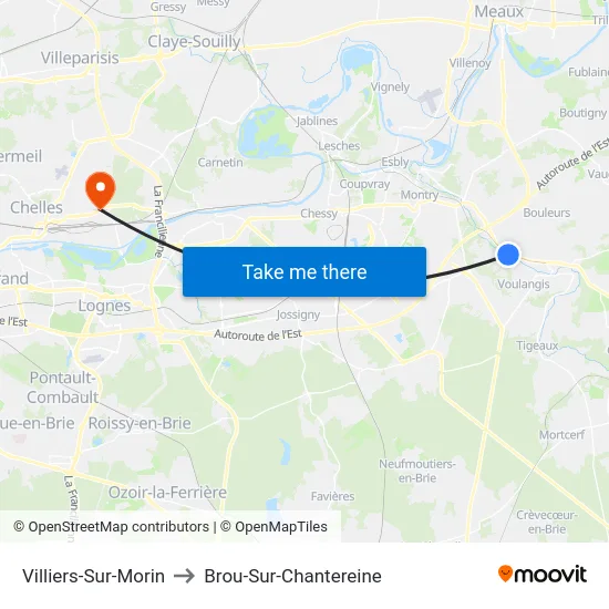 Villiers-Sur-Morin to Brou-Sur-Chantereine map