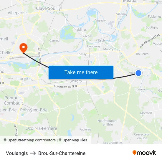 Voulangis to Brou-Sur-Chantereine map