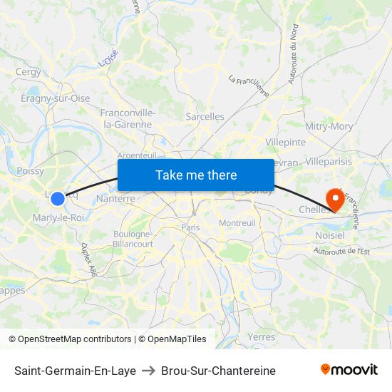 Saint-Germain-En-Laye to Brou-Sur-Chantereine map