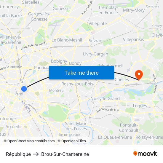 République to Brou-Sur-Chantereine map