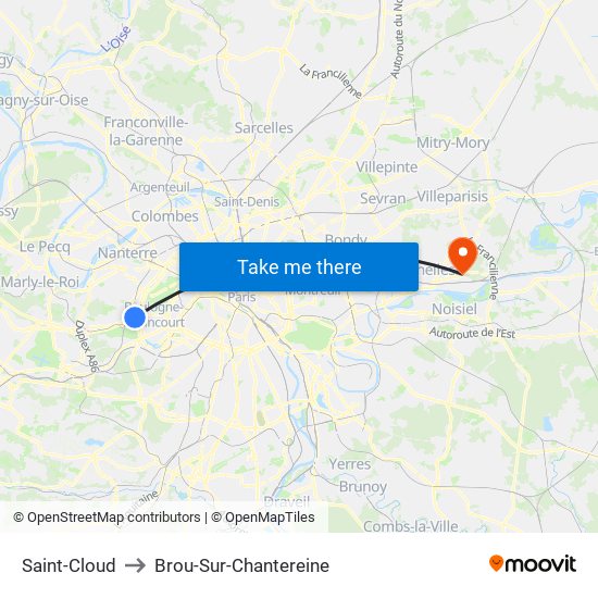 Saint-Cloud to Brou-Sur-Chantereine map