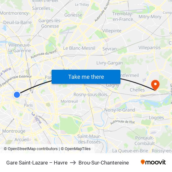 Gare Saint-Lazare – Havre to Brou-Sur-Chantereine map
