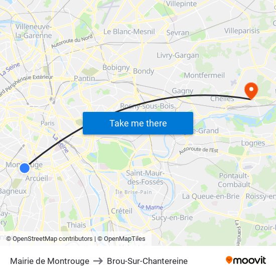 Mairie de Montrouge to Brou-Sur-Chantereine map