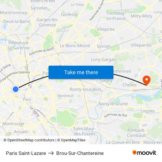 Paris Saint-Lazare to Brou-Sur-Chantereine map