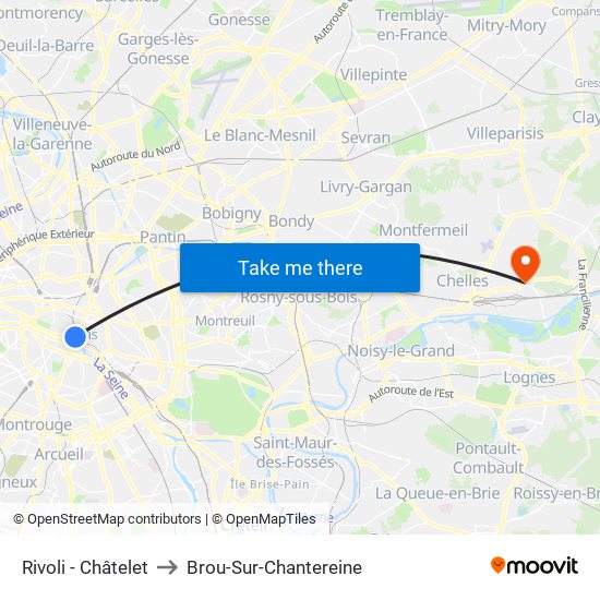 Rivoli - Châtelet to Brou-Sur-Chantereine map