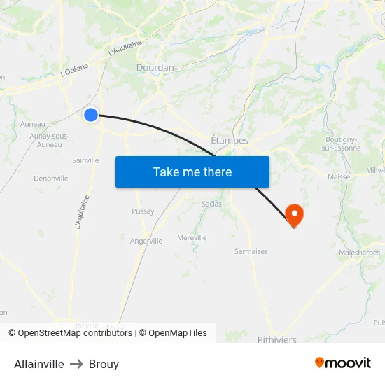Allainville to Brouy map