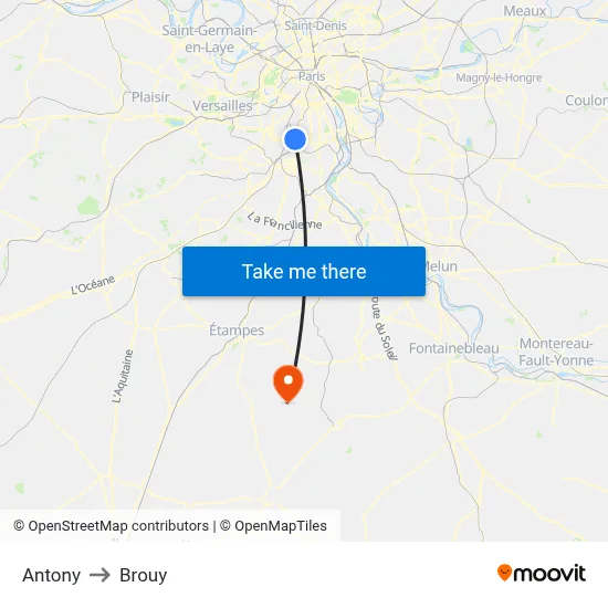 Antony to Brouy map