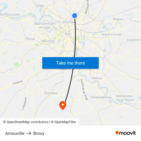 Arnouville to Brouy map
