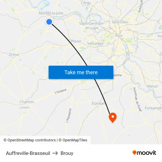 Auffreville-Brasseuil to Brouy map