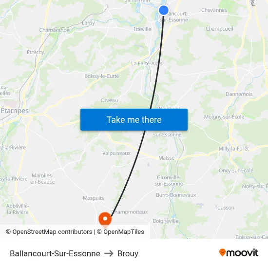 Ballancourt-Sur-Essonne to Brouy map