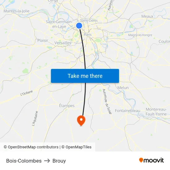 Bois-Colombes to Brouy map