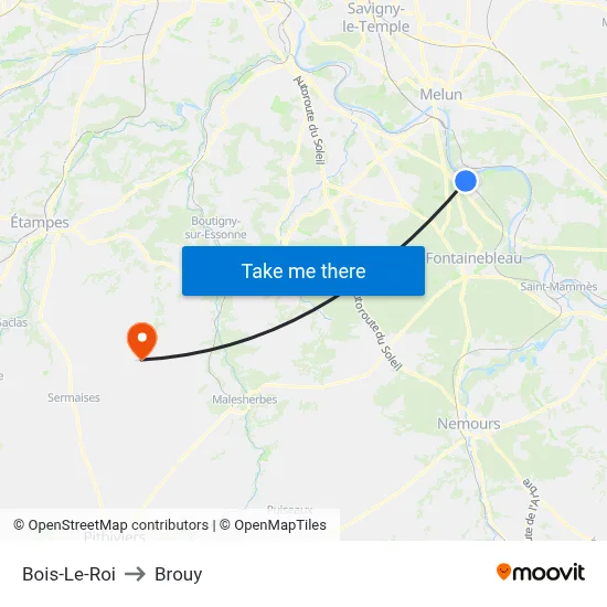 Bois-Le-Roi to Brouy map