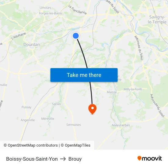 Boissy-Sous-Saint-Yon to Brouy map