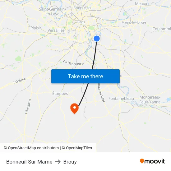 Bonneuil-Sur-Marne to Brouy map