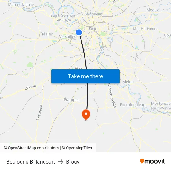 Boulogne-Billancourt to Brouy map