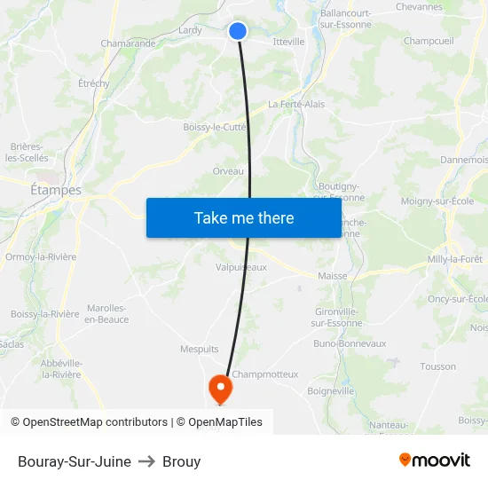 Bouray-Sur-Juine to Brouy map