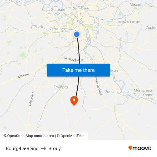 Bourg-La-Reine to Brouy map