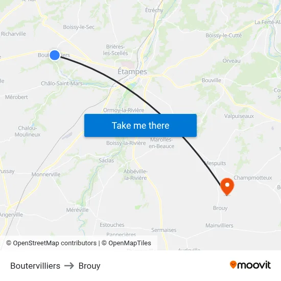 Boutervilliers to Brouy map