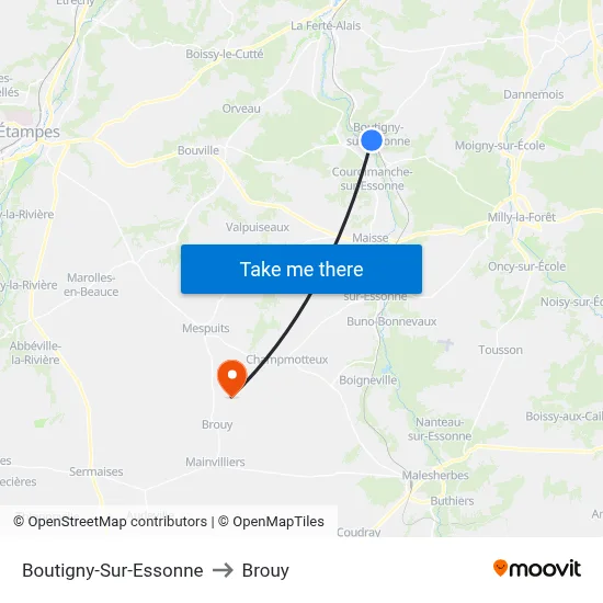 Boutigny-Sur-Essonne to Brouy map