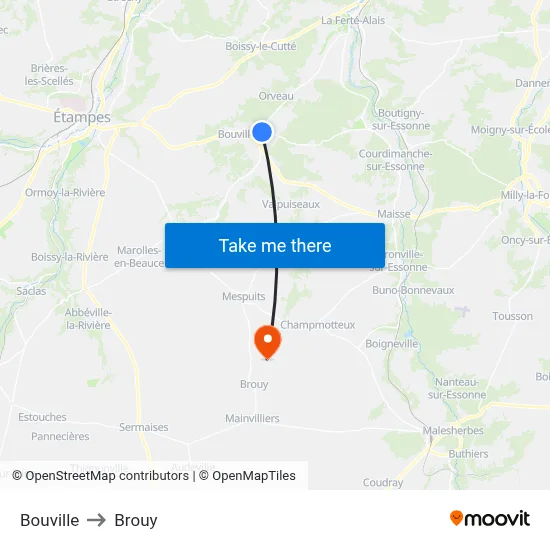 Bouville to Brouy map