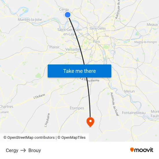 Cergy to Brouy map