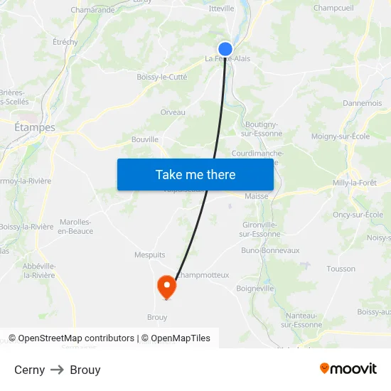 Cerny to Brouy map
