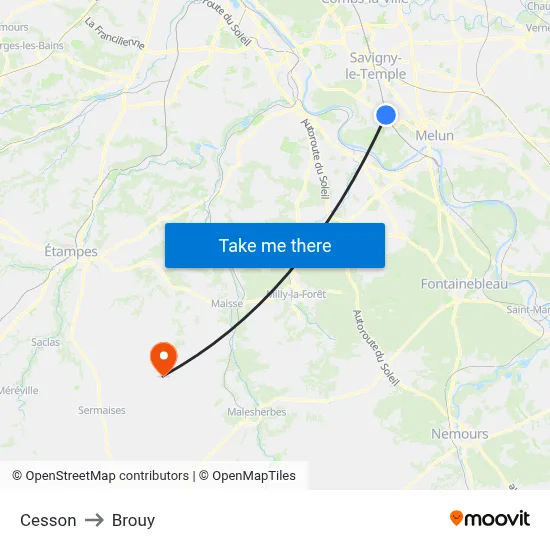 Cesson to Brouy map