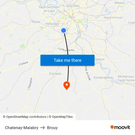 Chatenay-Malabry to Brouy map