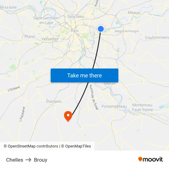 Chelles to Brouy map