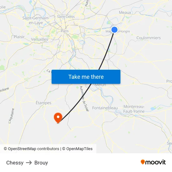 Chessy to Brouy map