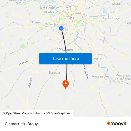 Clamart to Brouy map