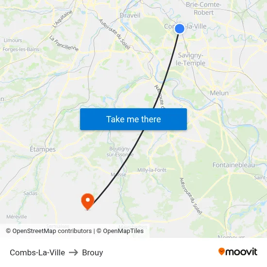 Combs-La-Ville to Brouy map