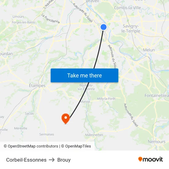 Corbeil-Essonnes to Brouy map