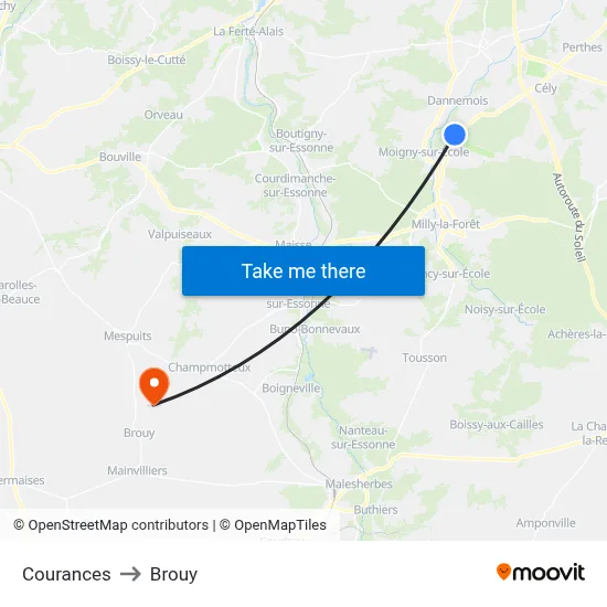 Courances to Brouy map