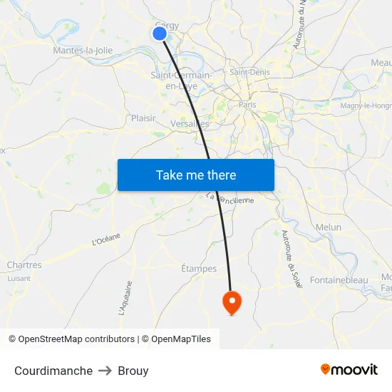 Courdimanche to Brouy map