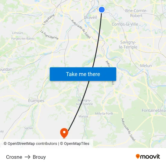 Crosne to Brouy map