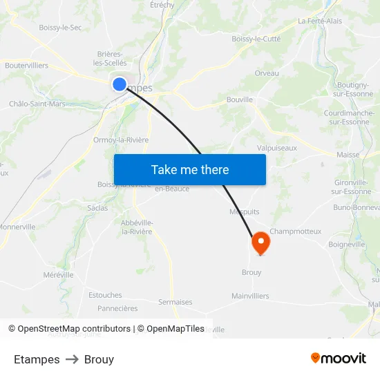 Etampes to Brouy map