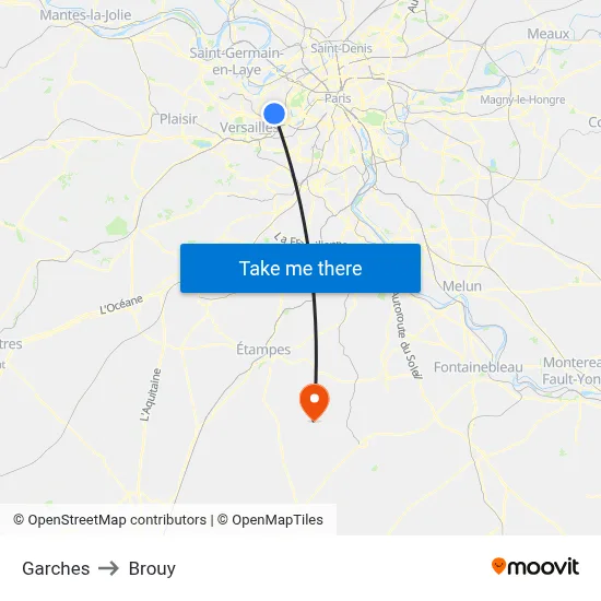 Garches to Brouy map