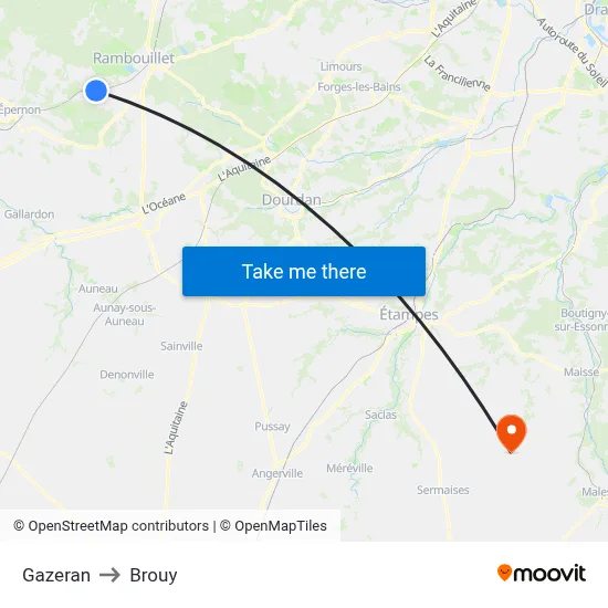 Gazeran to Brouy map