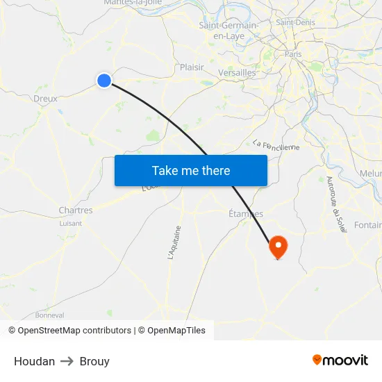 Houdan to Brouy map