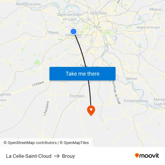 La Celle-Saint-Cloud to Brouy map