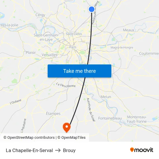 La Chapelle-En-Serval to Brouy map