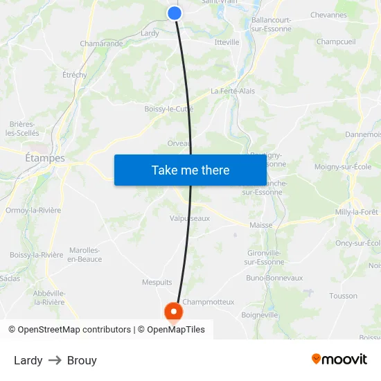 Lardy to Brouy map